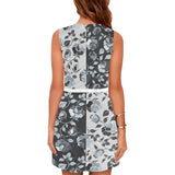 selenium gray print 3 Eos Women's Sleeveless Dress (Model D01) - Objet D'Art
