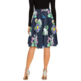 floral blue print 5 Melete Pleated Midi Skirt (Model D15) - Objet D'Art
