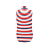 americana stars and stripes striped print 2 Women's Bow Tie V-Neck Sleeveless Shirt (Model T69) - Objet D'Art