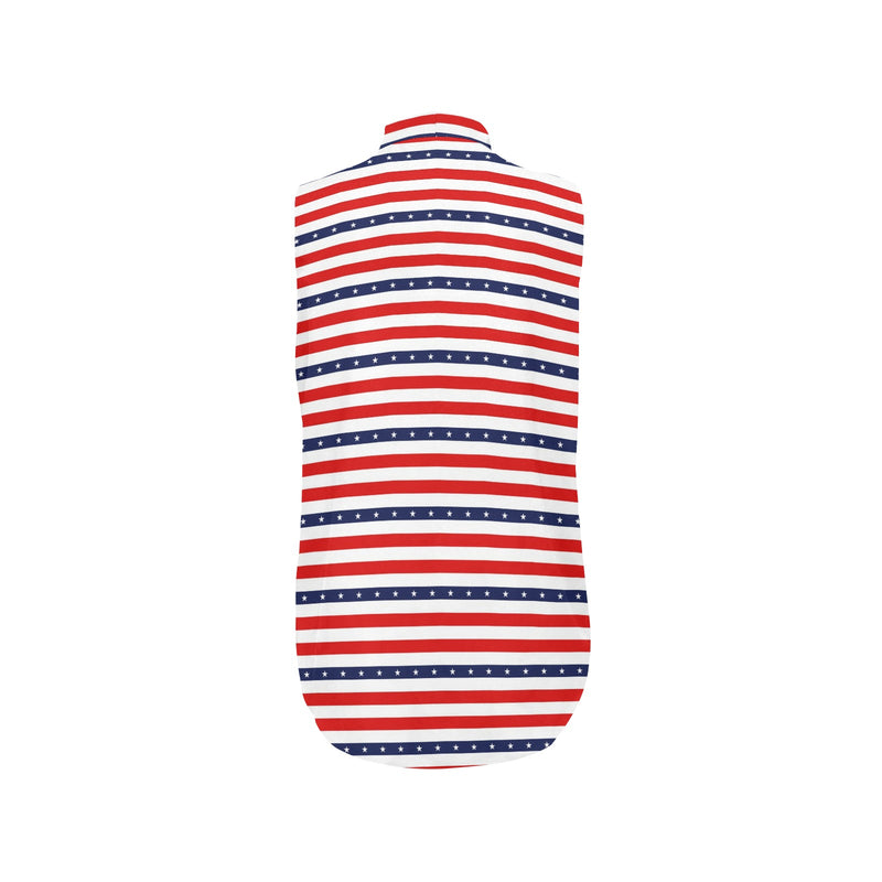 americana stars and stripes striped print 2 Women's Bow Tie V-Neck Sleeveless Shirt (Model T69) - Objet D'Art