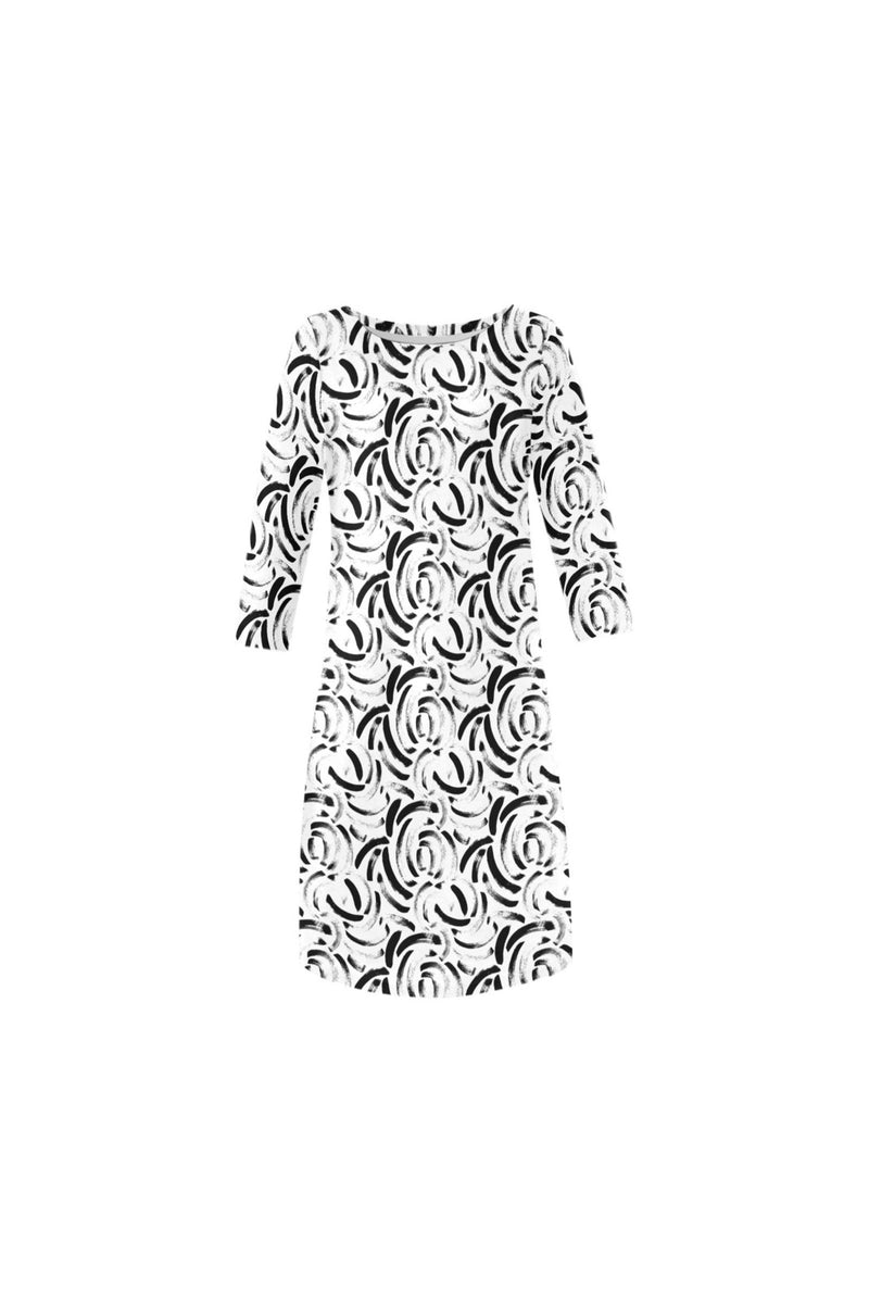 Brush Strokes Rhea Loose Round Neck Dress - Objet D'Art