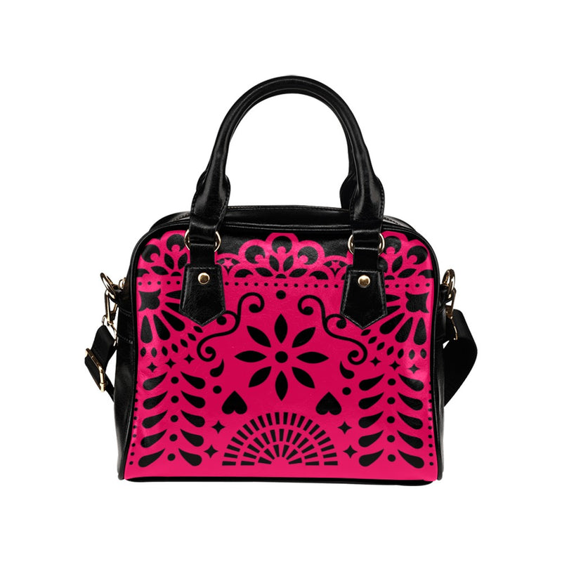 Red Pink Papel Picado Shoulder Handbag (Model 1634) - Objet D'Art