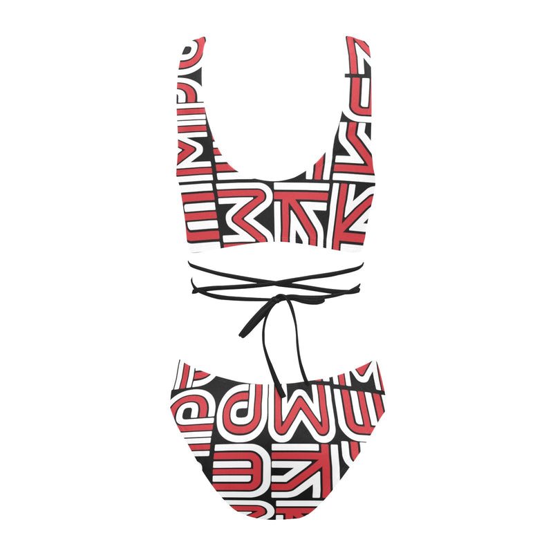 red white black kemp logo Cross String Bikini Set (Model S29) - Objet D'Art