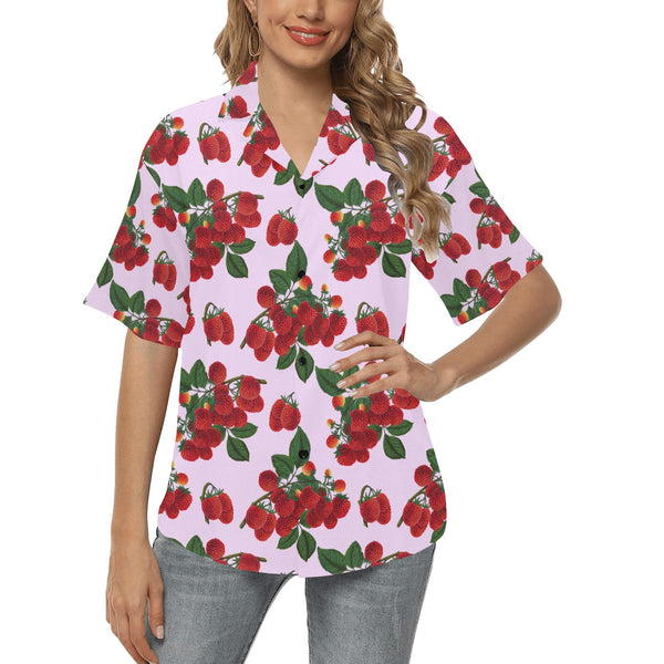 lav rasp print 2 All Over Print Hawaiian Shirt for Women (Model T58) - Objet D'Art