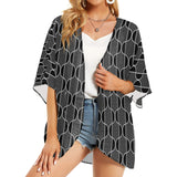 ogee outline print 2 Women's Kimono Chiffon Cover Up (Model H51) - Objet D'Art