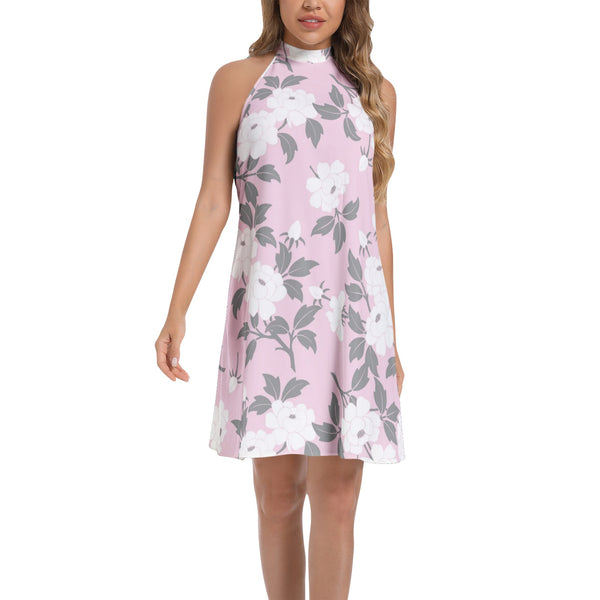 Tie Back Halter Neck Flared Dress - Objet D'Art