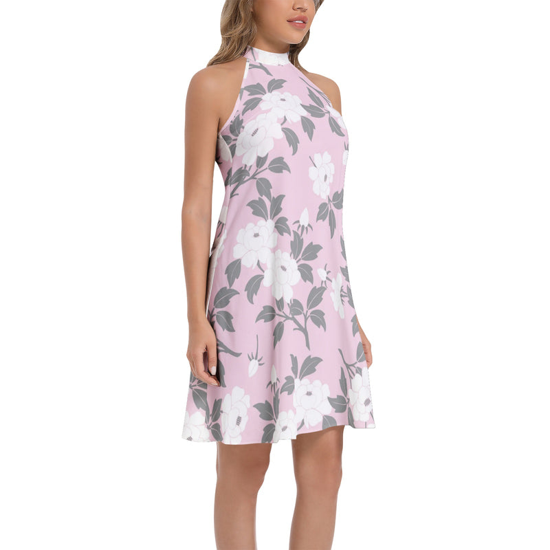 Tie Back Halter Neck Flared Dress - Objet D'Art