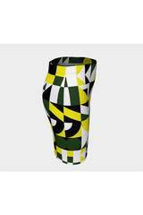 Green Abstract Fitted Skirt - Objet D'Art