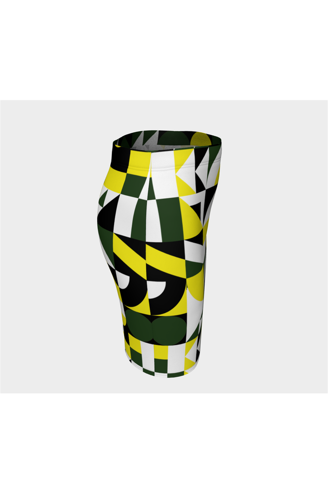 Green Abstract Fitted Skirt - Objet D'Art