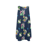 grid wildflower floral print Sleeveless A-Line Pocket Dress (Model D57) - Objet D'Art