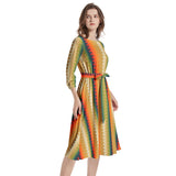 Boat Neck Belted Flared Dress - Objet D'Art