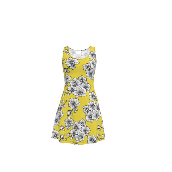 Illuminating Yellow Floral Skater Dress - Objet D'Art