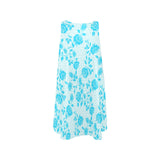 light blue greek key and medium blue roses print 2 Sleeveless A-Line Pocket Dress (Model D57) - Objet D'Art
