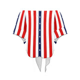 stars and stripes print 2 Off Shoulder Knot Front Blouse (Model T71) - Objet D'Art