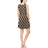 earthtone polka dot print 54 Thea Sleeveless Skater Dress(Model D19) - Objet D'Art