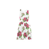 pink on white rose print Atalanta Sundress (Model D04) - Objet D'Art