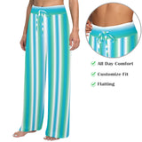 biscayne atoll white pattern print Women's Wide Leg Lounge Pants (Model L77)