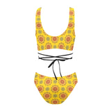 mandala gold print 3 Cross String Bikini Set (Model S29) - Objet D'Art