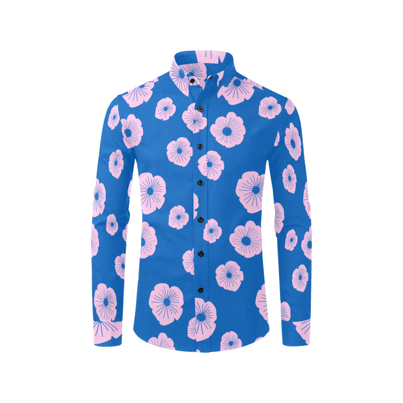 pink light blue flower 10 A Men's All Over Print Casual Dress Shirt (Model T61)