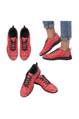 red bandana Women's Breathable Running Shoes (Model 055) - Objet D'Art