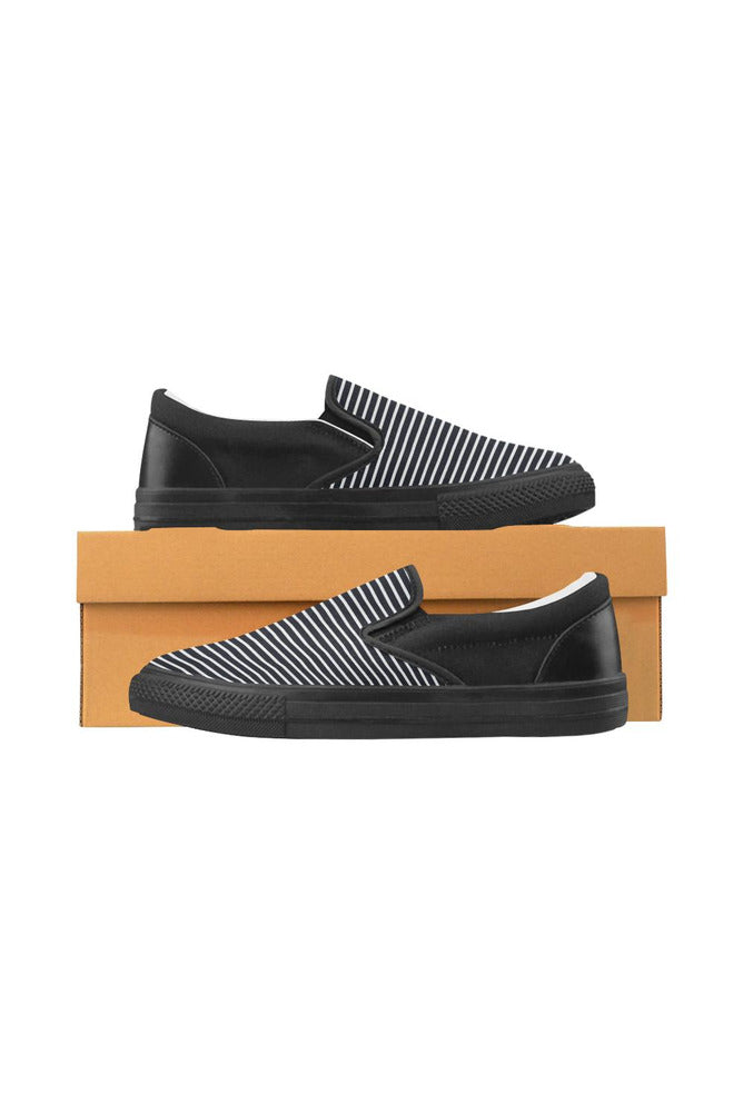 Stripes Men's Slip-on Canvas Shoes (Model 019) - Objet D'Art