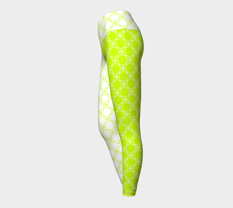 Neon Green Petals Yoga Leggings - Objet D'Art