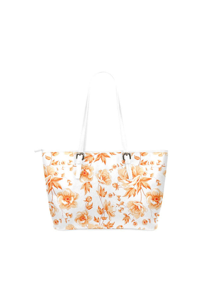Orange Floral Leather Tote Bag/Small - Objet D'Art