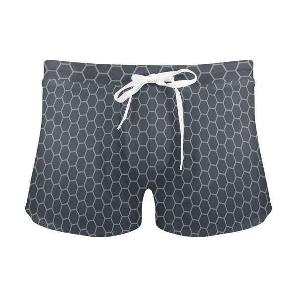 light gray hex print 5 Men's Swim Trunks with Zipper Pocket (Model L71) - Objet D'Art
