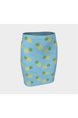 Pinstripe Pastel & Pineapple Fitted Skirt - Objet D'Art