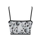 selenium gray print 2 Women's Spaghetti Strap Crop Top (Model T67) - Objet D'Art
