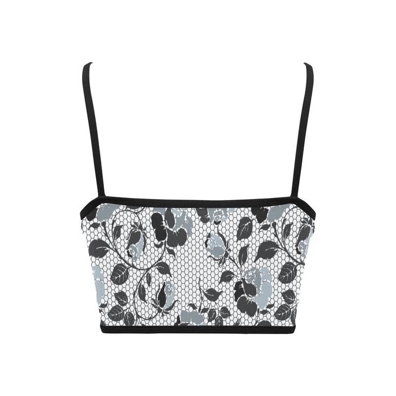 selenium gray print 2 Women's Spaghetti Strap Crop Top (Model T67) - Objet D'Art