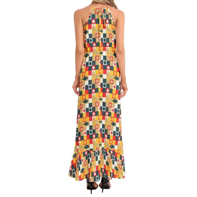 Ruffle Hem Halter Neck Maxi Dress - Objet D'Art