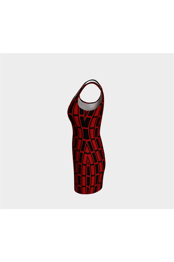 Red and Black Matrix Bodycon Dress - Objet D'Art