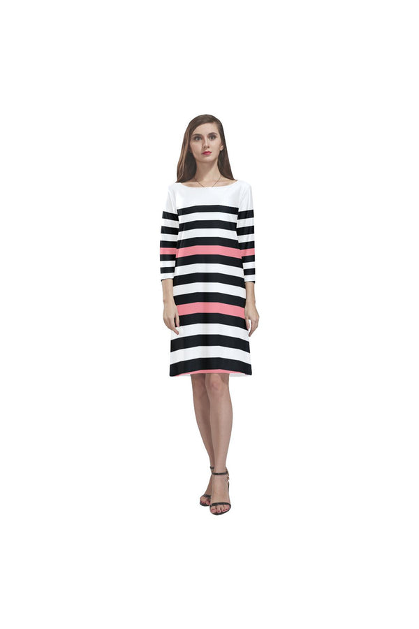 PINK stripe Rhea Loose Round Neck Dress(Model D22) - Objet D'Art