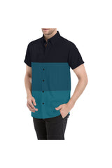 Tri-color in Blue Men's All Over Print Short Sleeve Shirt - Objet D'Art