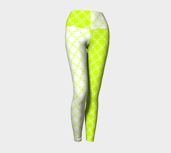 Neon Green Petals Yoga Leggings - Objet D'Art