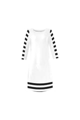 Stripe Accented Rhea Loose Round Neck Dress - Objet D'Art