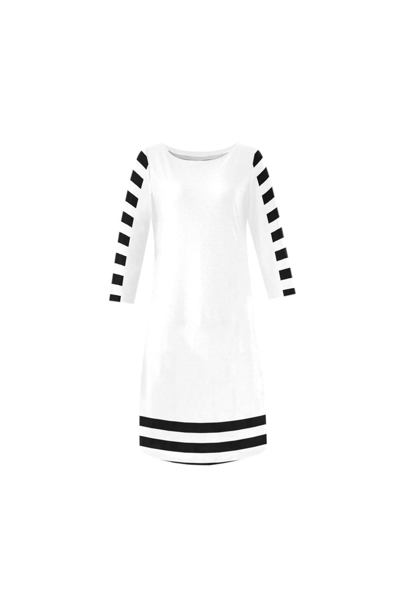 Stripe Accented Rhea Loose Round Neck Dress - Objet D'Art