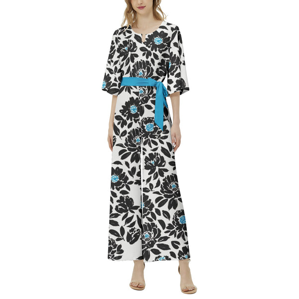Dolman Sleeve Belted Wide Leg Jumpsuit - Objet D'Art
