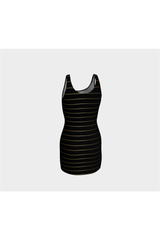 Gold Striped Black Bodycon Dress - Objet D'Art