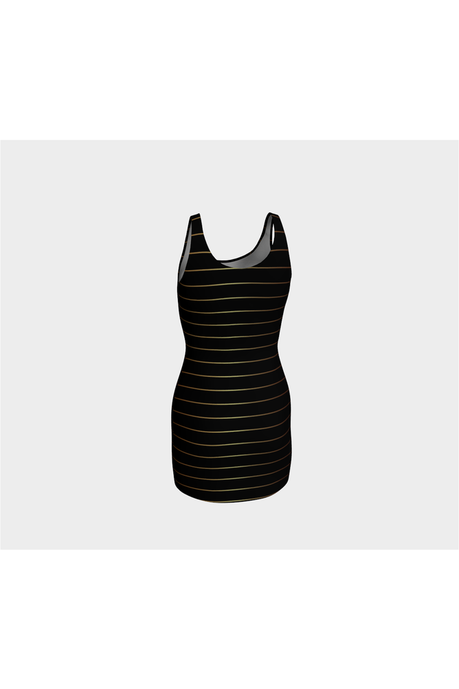 Gold Striped Black Bodycon Dress - Objet D'Art