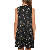 robins in flight print 5 Sleeveless A-Line Pocket Dress (Model D57) - Objet D'Art
