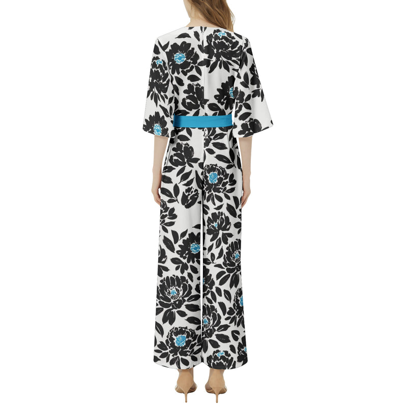 Dolman Sleeve Belted Wide Leg Jumpsuit - Objet D'Art