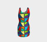 Painted Window Pane Bodycon Dress - Objet D'Art