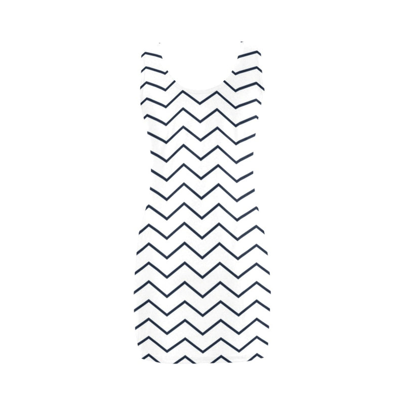 white blue chevron print 4A Medea Vest Dress (Model D06) - Objet D'Art