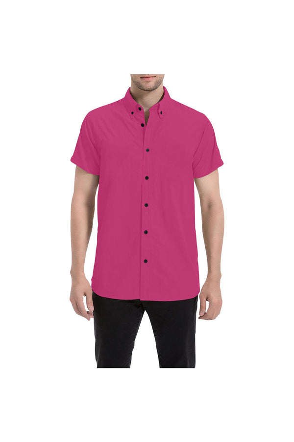 Peacock Pink Men's All Over Print Short Sleeve Shirt/Large Size (Model T53) - Objet D'Art