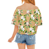 APP BLOSSOM PRINT 10 Off Shoulder Knot Front Blouse (Model T71) - Objet D'Art