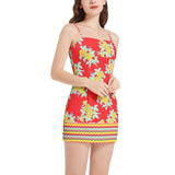 Royal Floral Sleeveless Square Neckline Spaghetti Strap Mini Dress - Objet D'Art