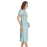 Puff Sleeve Split Thigh Midi Dress - Objet D'Art
