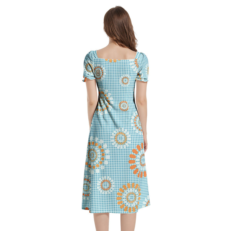 Puff Sleeve Split Thigh Midi Dress - Objet D'Art